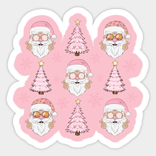 Retro Pink Santa Sticker